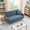 ORRD 57" Double Sofa with Storage - Gray Cotton Linen Convertible Couch for Small Spaces, Living Room & Apartment - 3 of 4