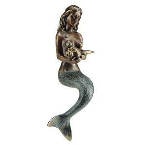 SPI Home Mermaid Shelf Sitter – 13" Handcrafted Cast Aluminum Coastal Figurine, Nautical Mermaid Accent for Ledge, Mantel, or Beach Décor - 1 of 3