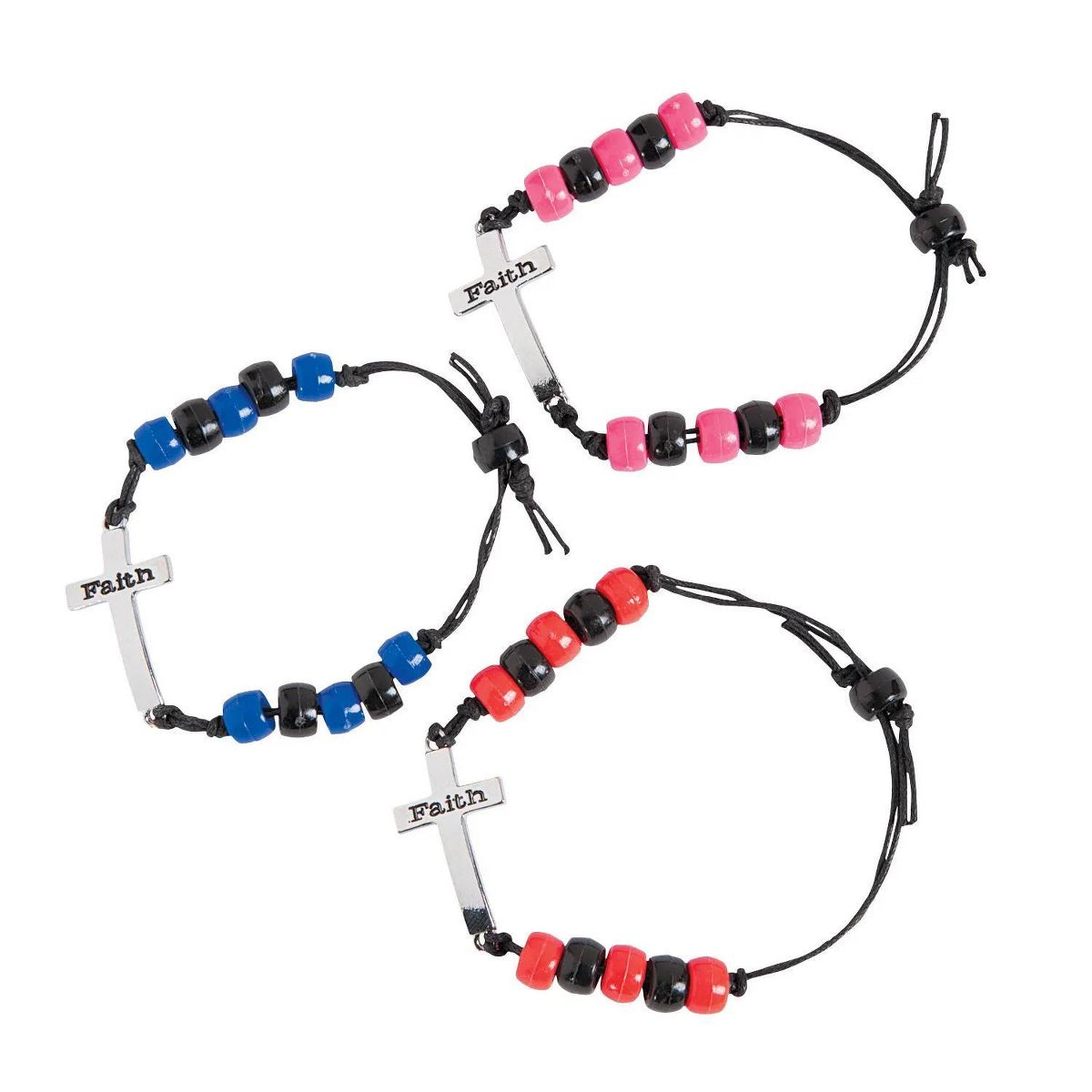 12" Sideways Faith Cross Adjustable Bracelet Craft Kit - Makes 12