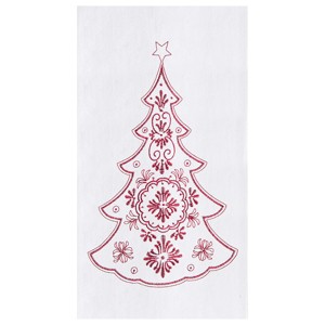 C&F Home Red Embroidered Nordic Tree Flour Sack Christmas Kitchen Towel Decor Decoration 27L x 18W in. - 1 of 2