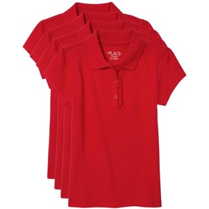 The Children's Place Girls Uniform Short Sleeve Ruffle Pique Polo 4 ...