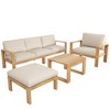 FIONECA 4-Piece Outdoor Acacia Wood Sectional Sofa Set with Cushions - 4 of 4