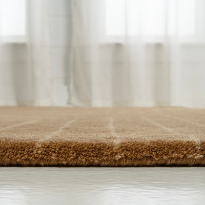 Handmade Light Brown Wool Abstract Rectangular Area Rug