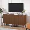 FONTOI Storage Cabinet, Sideboard Cabinet with Doors and Shelves, Buffet Cabinet with Waveform Panel for Dining Room, Walnut, 29.5*13.8*29.9 - 2 of 4