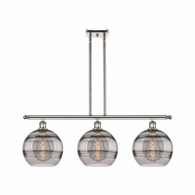 Rochester - 3 Light Stem Hung Island In Industrial Style-12.13 Inches Tall and 36.5 Inches Wide
