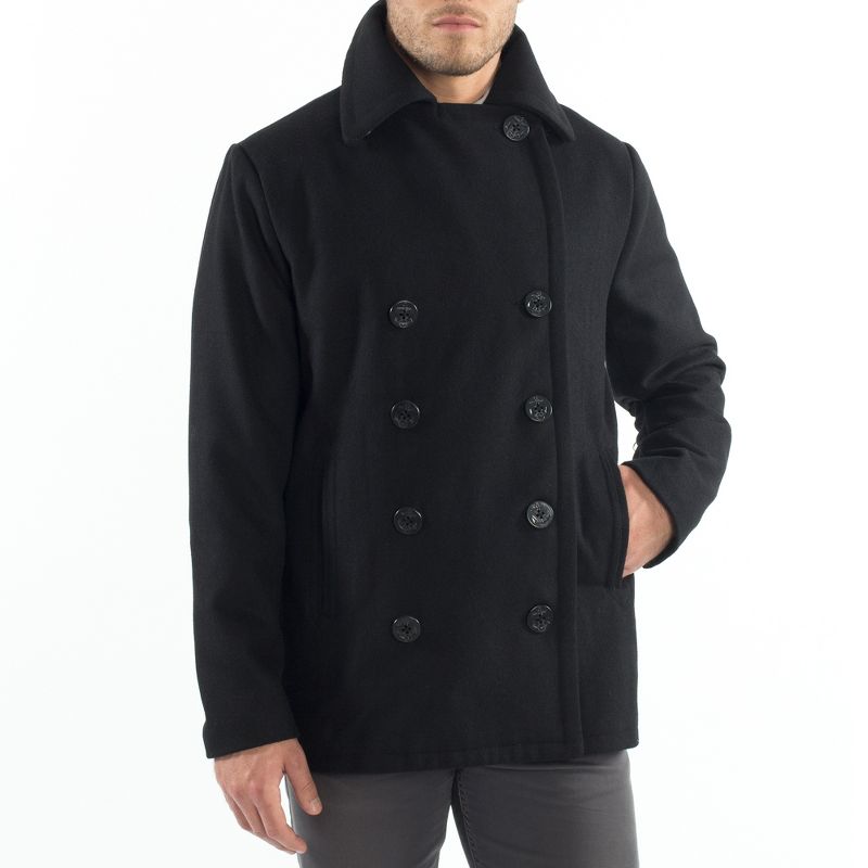 Alpine Swiss Mason Mens Wool Blend Classic Pea Coat Jacket, 5 of 9