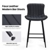 Lyngins Bar Stools Set of 2 with Curved Backrest,Upholstered Kitchen Chairs with Metal Legs,PU Counter Stools for Kitchen Island,Pub - 4 of 4