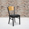 Emma and Oliver Black Circle Back Metal Dining Chair/Natural Wood Back, Black Seat - 2 of 4