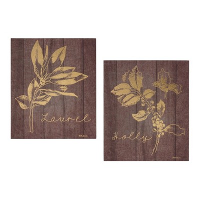 Melrose Laurel and Holly Plaque (Set of 2)