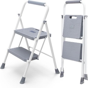 NAYSAYE 2 Step Ladder Step Stool with Anti Slip Wide Treads Folding Steel Frame and 800 LBS Load Capacity, Gray, 16.52"*3"*32.37" - 1 of 4