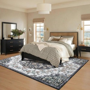 Large Area Rug, Vintage Washable Floral Medallion Area Rug for Living Room, Printed Non Slip Carpet Soft Rugs - 1 of 4