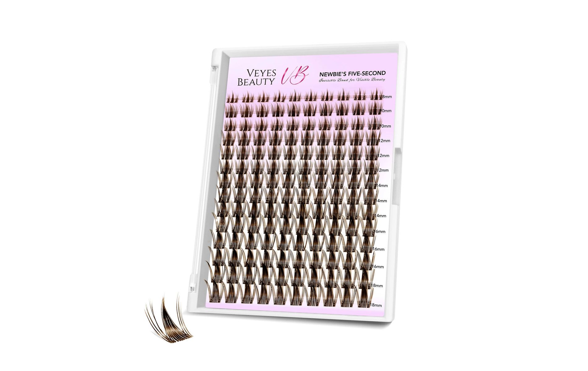 VEYESBEAUTY Manga Brown Lash Clusters Eyelash Extensions Thin & Invisible Band DIY Individual False Eyelashes Wispy Lash Tray 8-18mm Mixed Length