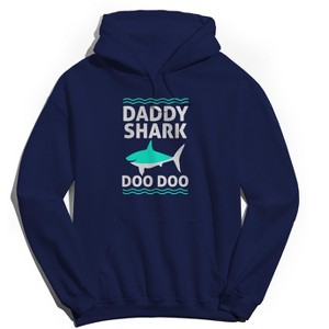 Rerun Island Men's Daddy Shark Doo Doo Long Sleeve Graphic Cotton Sweatshirt Hoodie - 1 of 3