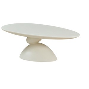 Racxily 47.27" Lucky Stone Oval Coffee Table, Modern Fiberglass Center Table with Sculptural Base, White/Black/Grey - 1 of 4