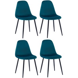 Nordlys Set of 4 Metal and Velvet Dining Chairs Vintage Style Upholstery Dining Room - 1 of 4