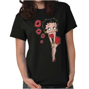 Women's Retro Betty Boop Cartoon Kissy Lips Graphic T Shirt Tees Brisco Brands - 1 of 1