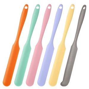 Unique Bargains Silicone Jar Spatula,  Heat Resistant Jam Spreader Non-Stick Long with Handle - 1 of 4