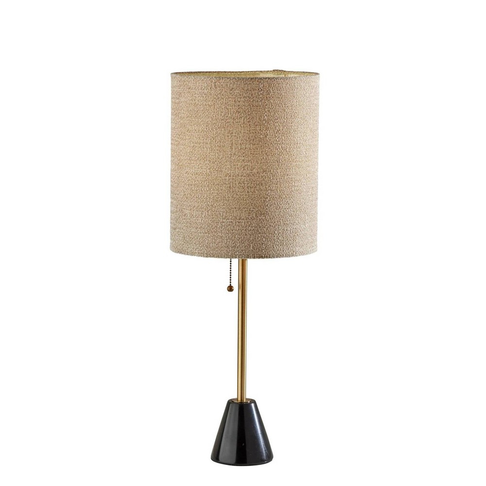 Photos - Floodlight / Street Light Adesso Tucker Table Lamp Brass: Marble Base, Antique Finish, Beige Polyester Drum Shade, ETL Listed 