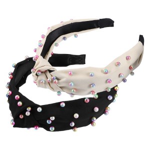 Unique Bargains Women's Colorful Bead Knotted Headband 1.57" Wide 2 Pcs - 1 of 4