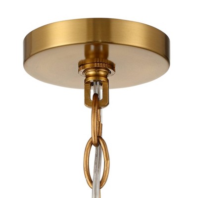 Burnished Brass and Crystal Drum Pendant Light 20.5"