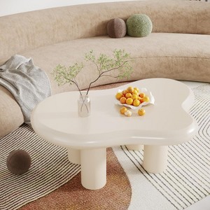 Hommoo Cloud-Shaped Coffee Table, Modern Center Table with 4 Solid Legs - 1 of 4