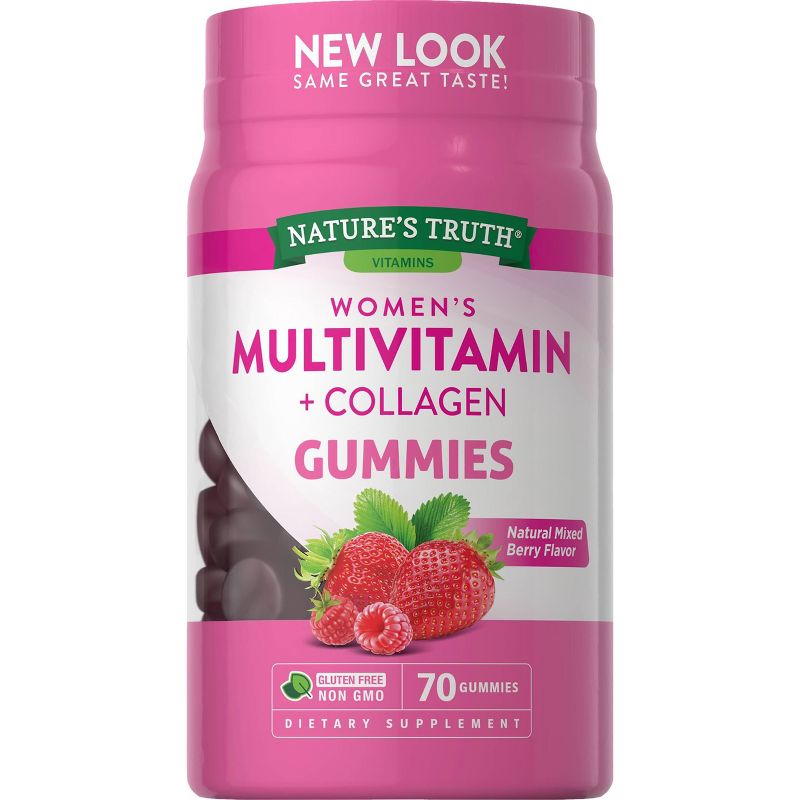 Nature&#39;s Truth Women&#39;s Multi-Vitamin Collagen Gummies - Natural Berry - 70ct, 1 of 6