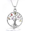 18K Rose Gold and Sterling Silver Multi-Color Gemstone Tree of Life Pendant Necklace - 3 of 4