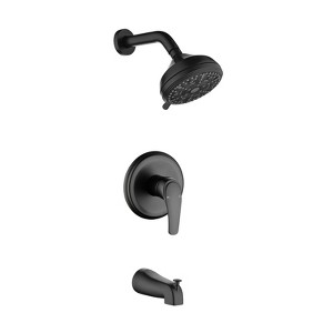 Cobbe Matte Black Shower Faucet Set with 10 Settings Shower and Tub Spouts Single Handle Wall Mounted Shower Tub Set with Valve - 1 of 4
