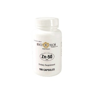 Bio-Tech Pharmacal Zinc Gluconate Zn-50 Dietary Supplements – 100 Caps – Allergen-Free - 1 of 3