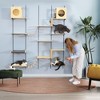 Sevobal Pet Tower, Modern Wall-Mounted Cat Shelves with Cat House, Bridge, Steps, Stable Cat Climber for Indoor, Brown, 17.76"*9.92"*12.77" - 2 of 4