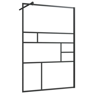 Modern Black Aluminum and Clear ESG Glass Walk-In Shower Wall