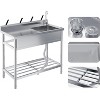 Stainless Steel Utility Sink - Freestanding Commercial Sink with Faucet for Garage/Laundry/Shop - 3 of 4
