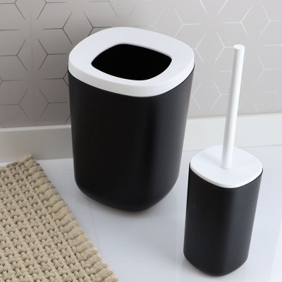 Modern Black and White 6-Piece Plastic Bathroom Accessory Set