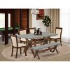 HomeStock 6-Piece Rectangle Distressed Jacobean Finish Solid Wood Top Dining Table with 1-Bench, 4-Chairs - 2 of 4
