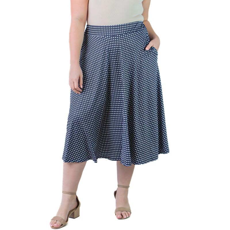 Plus Size Polka Dots Print With Pockets Skirt, 4 of 7