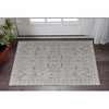 Ivory Blue And Taupe Ikat Distressed Area Rug With Fringe - 2 of 4