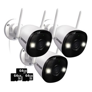 AI POWERED 4K Guard Pro Wi-Fi 6 Plug-in Security Camera with 64GB SD Card, 3 Pack - 1 of 4
