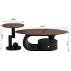 Nesting Coffee Table Set of 2,Oval MDF Coffee Table with Storage for Living Room,Metal Side Table Set for Modern Spaces-Cuddlewood - 4 of 4
