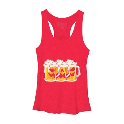 Women's Design By Humans Halloween Jack O Lantern Beer Drinking By RedBirdLS Racerback Tank Top