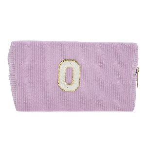 Unique Bargains Corduroy Rectangular Letter Makeup Bag Pink Purple 1 Pc - 1 of 4