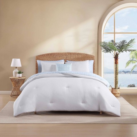 Tommy Bahama 8pc Queen Seersucker Solid Comforter Bedding Set White