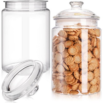 2 Pack 130 oz Large Cookie Jar with Lid, Clear Acrylic Candy Jar Airtight Food Storage Canister
