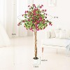 Artificial Bougainvillea Tree with White Pot, Tall Potted Indoor Flower Tree Faux Tree with Wood Trunk and Pink Flowers for Outdoor Indoor Decor - 3 of 4