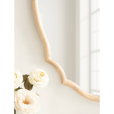 Natural Wood Scalloped Oval Wall Mirror 24x36