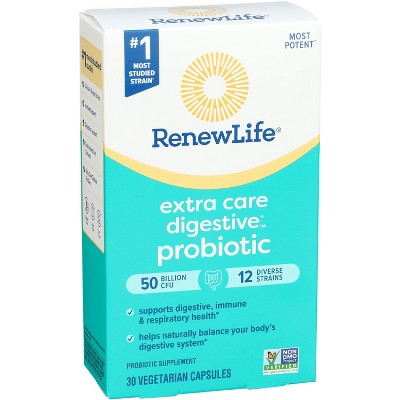 Renew Life Extra Care Digestive Probiotic Go Pack, 30 Capsules (pack Of ...