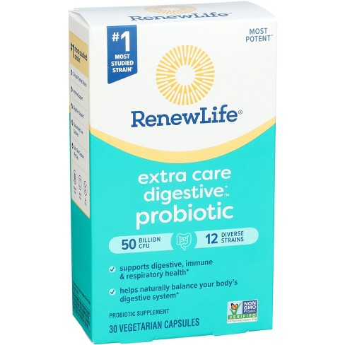 Renew Life Extra Care Digestive Probiotic Go Pack, 30 Capsules (pack Of ...