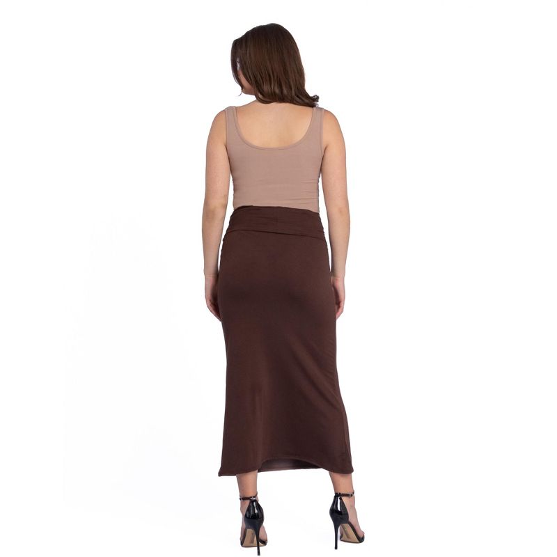 24seven Comfort Apparel Womens Comfortable Foldover Maxi Skirt, 3 of 4