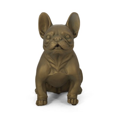 17" Concrete Delamore Outdoor French Bulldog Garden Statue - Rustic Gold - Christopher Knight Home