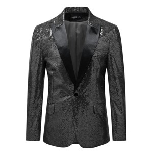 Cloudstyle Mens One Button Sequin Dress Suit Jacket Party Festival Tuxedo Sport Black Coat - 1 of 4