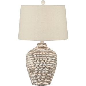 360 Lighting Alese 23 1/2" High Textured Dot Jug Small Farmhouse Rustic Coastal Accent Table Lamp Beige Light Earth Finish Single Living Room Bedroom - 1 of 3